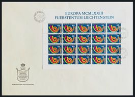 🇱🇮 1973 FDC FEUILLET 1er jour « EUROPA « (LBK 29.00)